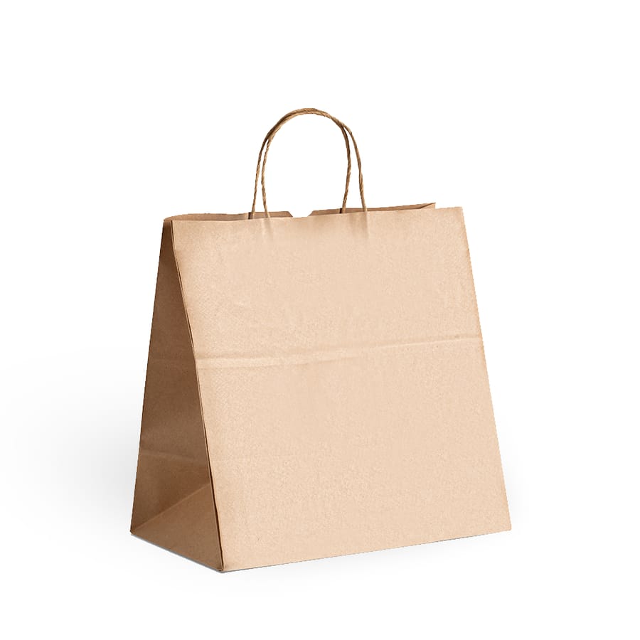 Sacola Papel Alça Torcida 30x30x18 · kraft 110 g/m², Fundo Reforçado